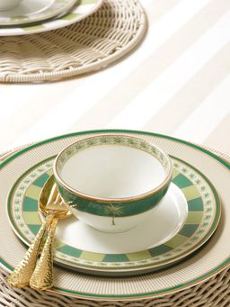 Pure Home + Living - Beige & Green Verde Print Bowls