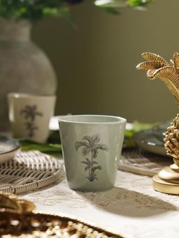 Pure Home + Living - Green Ceramic Printed Tumbler