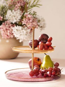 Pure Home + Living - Amber & Pink Radial Textured Cake Stand