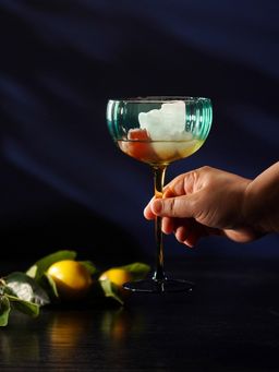 Pure Home + Living - Blue Three Tone Ribbed Wine Glasses