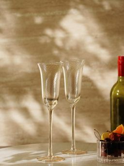 Pure Home + Living - Light Amber Swirl Textured Champagne Flutes
