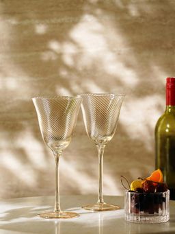 Pure Home + Living - Light Amber Swirl Textured Wine Glasses