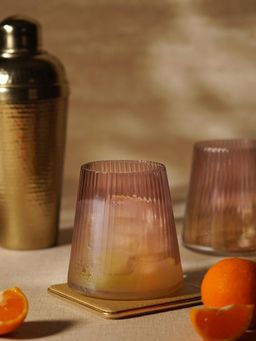 Pure Home + Living - Amber Ombre Ribbed Texture Drinking Glasses