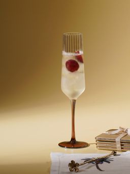 Pure Home + Living - Amber Ombre Ribbed Texture Champagne Flutes