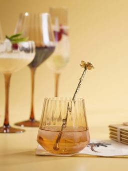 Pure Home + Living - Light Amber Ombre Ribbed Drinking Glasses