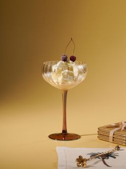 Pure Home + Living - Light Amber Ombre Ribbed Coupes Glasses