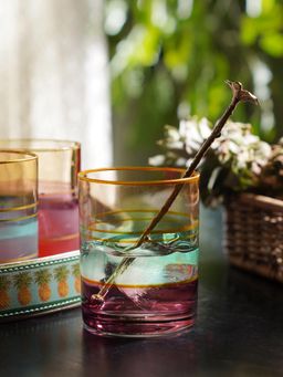 Pure Home + Living - Pink Tri Coloured Drinking Glass