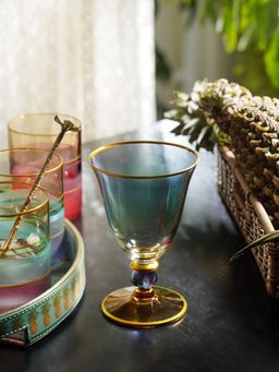 Pure Home + Living - Blue & Green Ombre Wine Glasses