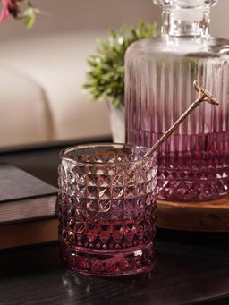 Pure Home + Living - Pink Ombre Ribbed Glass Whiskey Glass