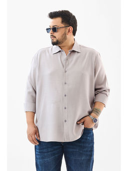 Snitch - Mens Light Grey Textured Full Sleeves Regular Casual Shirt