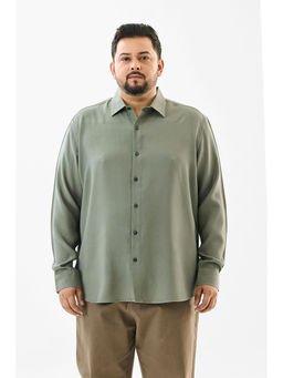 Snitch - Mens Olive Textured Full Sleeves Regular Casual Shirt