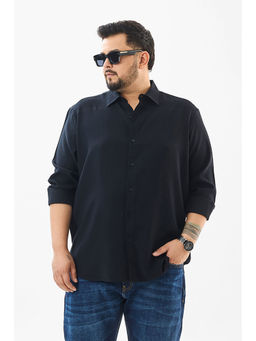 Snitch - Mens Black Textured Full Sleeves Regular Casual Shirt