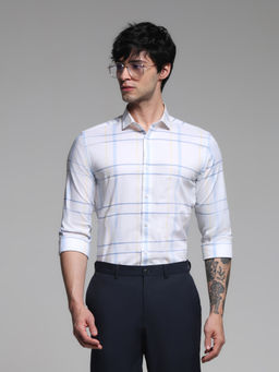 Jack & Jones - Mens White Checks Slim Fit Shirt