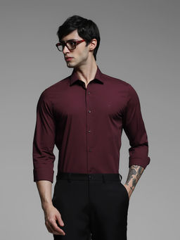 Jack & Jones - Mens Wine Solid Slim Fit Shirt