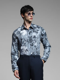 Jack & Jones - Mens Grey Floral Print Slim Fit Shirt
