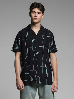 Jack & Jones - Mens Black Comfort Fit Embroidered Shirt