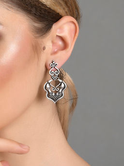 Fida - Ethnic Oxidised Silver Plated Drop Earring for Women