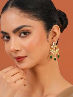 Voylla - Gold Plated Shahkaar Multi-Color Bead Chandbalis Earrings