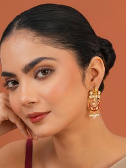 Voylla - Mumtaz Crescent Multi-Color Kundan Chandbali Earrings