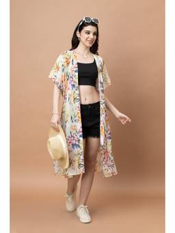 PURYS - Beige Longline Tie Up Shrug