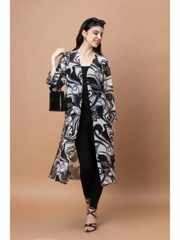 PURYS - White Printed Longline Shrug