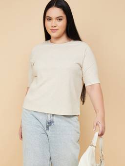 max - Beige Women Ribbed Top
