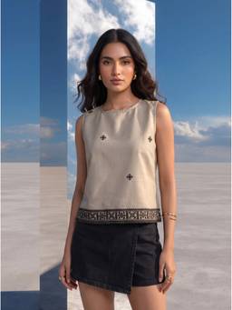 Mamicha - Grey Desert Nomad Printed Tank Top