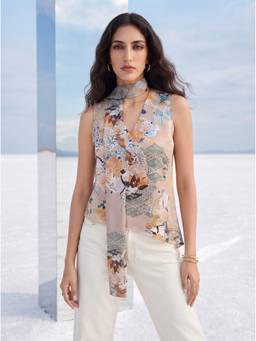 Mamicha - Beige Aura Prism Top and Scarf