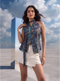 Mamicha - Teal Kaleido Choker Top