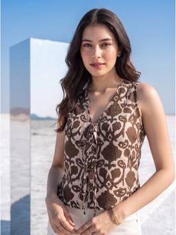 Mamicha - Mocha Brown Lattice Top