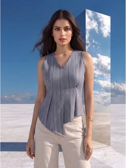 Mamicha - Steel Grey Asymmetrical Top