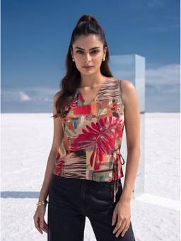 Mamicha - Multi-Color Tropic Oasis Wrap Top