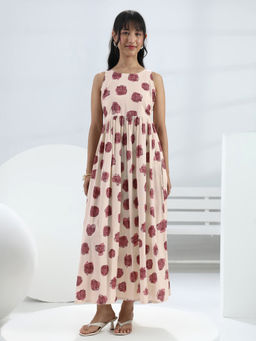 Libas - Off white geometric printed fit and flared dress