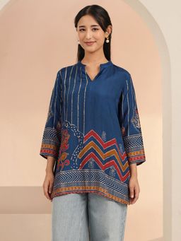 Libas - Blue Ethnic Motif Printed Straight Kurti