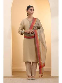 Biba - Women Dark Beige Poly Loom Woven Dupatta