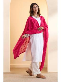 Biba - Women Magenta Poly Mirror Work Dupatta