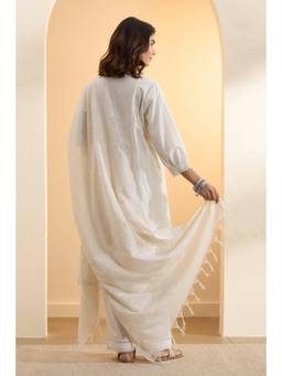 Biba - Women Off White Poly Banarasi Dupatta