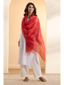 Biba - Women Orange Poly Loom Dupatta