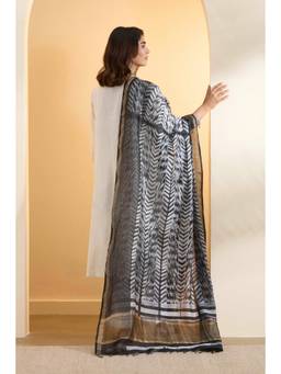 Biba - Women White Black Chanderi Ajrakh Dupatta