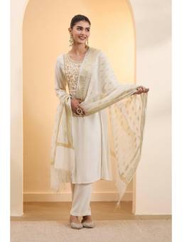 Biba - Women White Poly Bandhej Dupatta