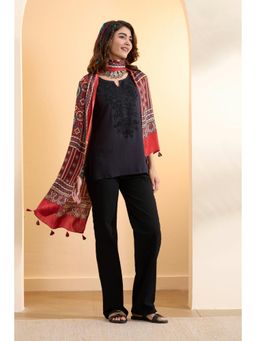 Biba - Women Red Modal Silk Ajrakh Dupatta