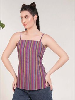 Deebaco - Multi-Color Stripes Rayon Regular Top