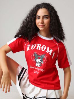 Free Authority - Red Printed Cotton Relaxed T-shirt