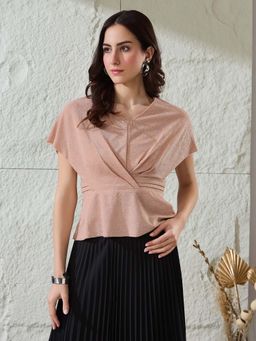 Latin Quarters - Peach Embellished Polyester Regular Top