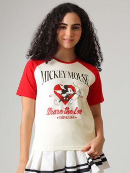Free Authority - Red Printed Cotton Relaxed T-shirt