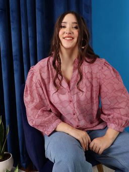 CURVY STREET - Pink Printed Polyester Shirt