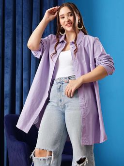 CURVY STREET - Lavender Solid Cotton Shirt