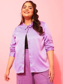 CURVY STREET - Lavender Solid Polyester Shirt