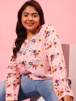 CURVY STREET - Pink Floral Polyester Regular Top