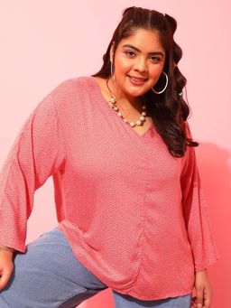 CURVY STREET - Pink Printed Polyester Regular Top